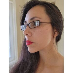A.J. Morgan dark Amber Brown minimalist eyeglasses reading rectangular